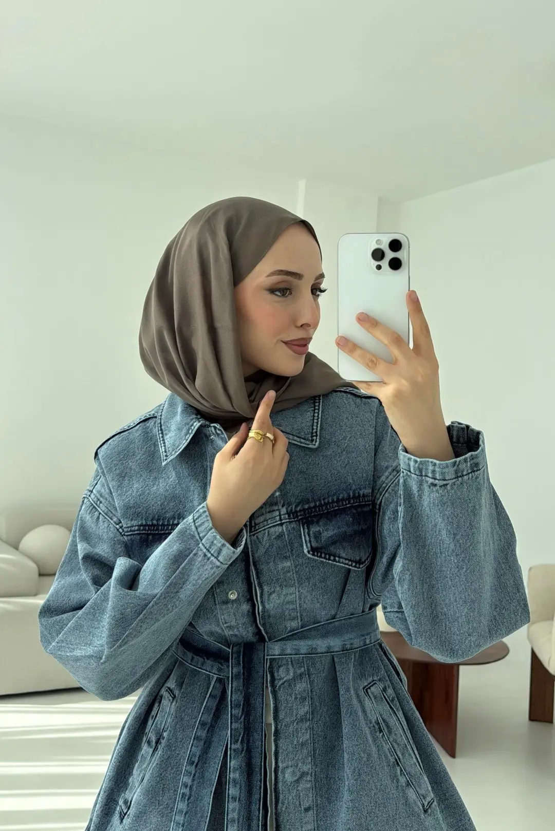 Bağlamalı Denim Ceket - Görsel 4