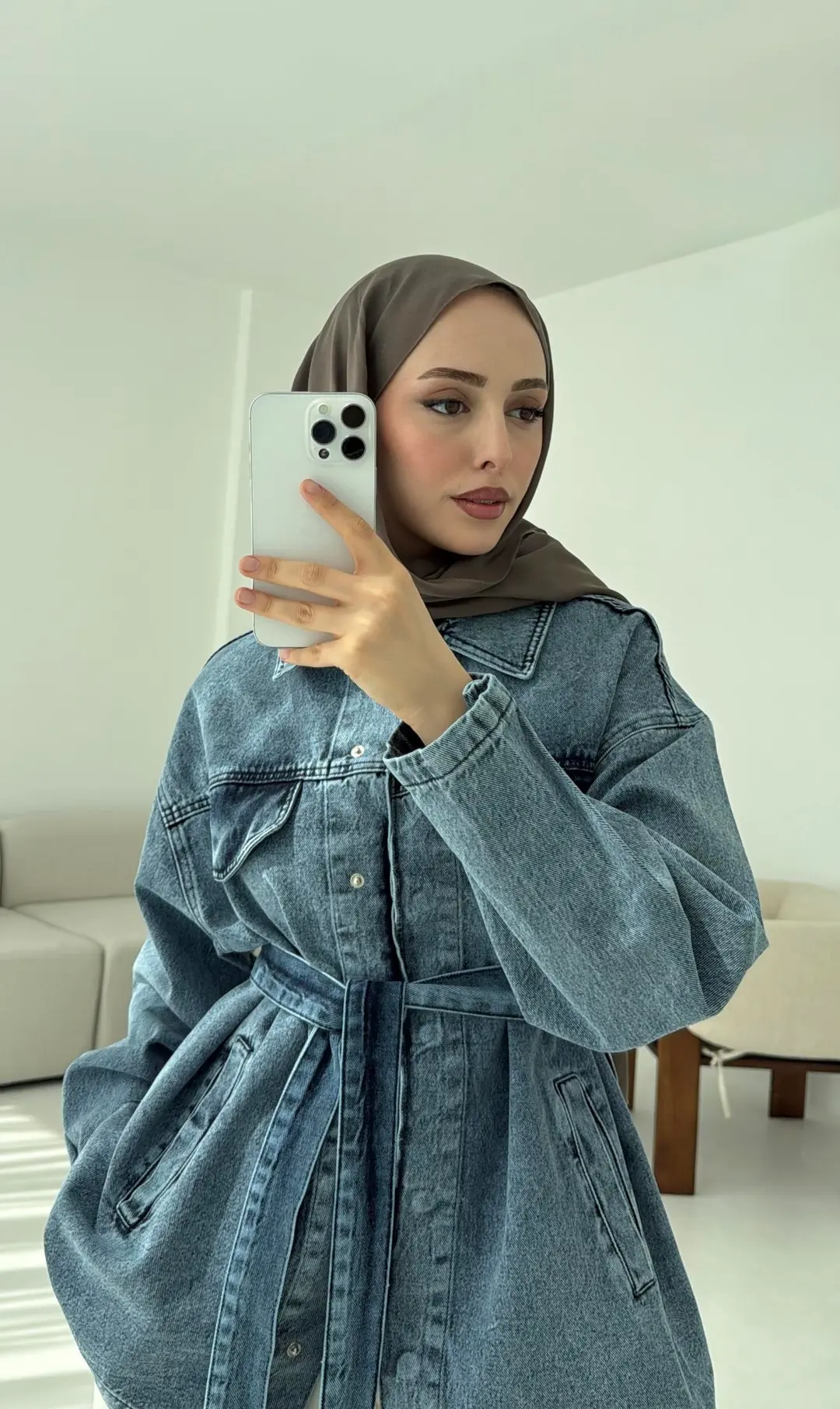 Bağlamalı Denim Ceket - Görsel 5