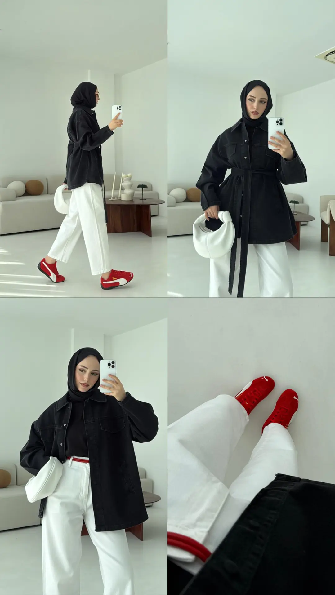 Bağlamalı Denim Ceket Siyah - Görsel 3