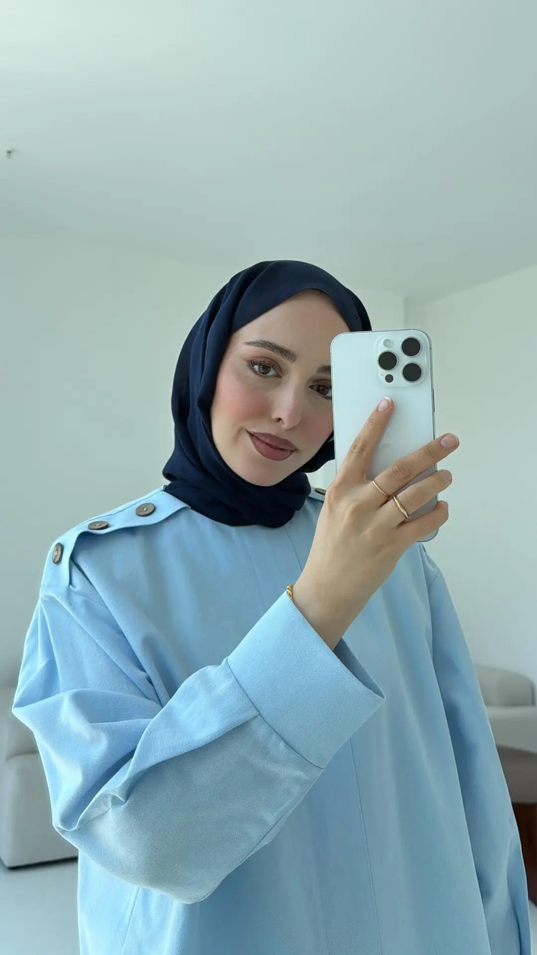 Bağlamalı Keten Bluz Mavi - Görsel 2