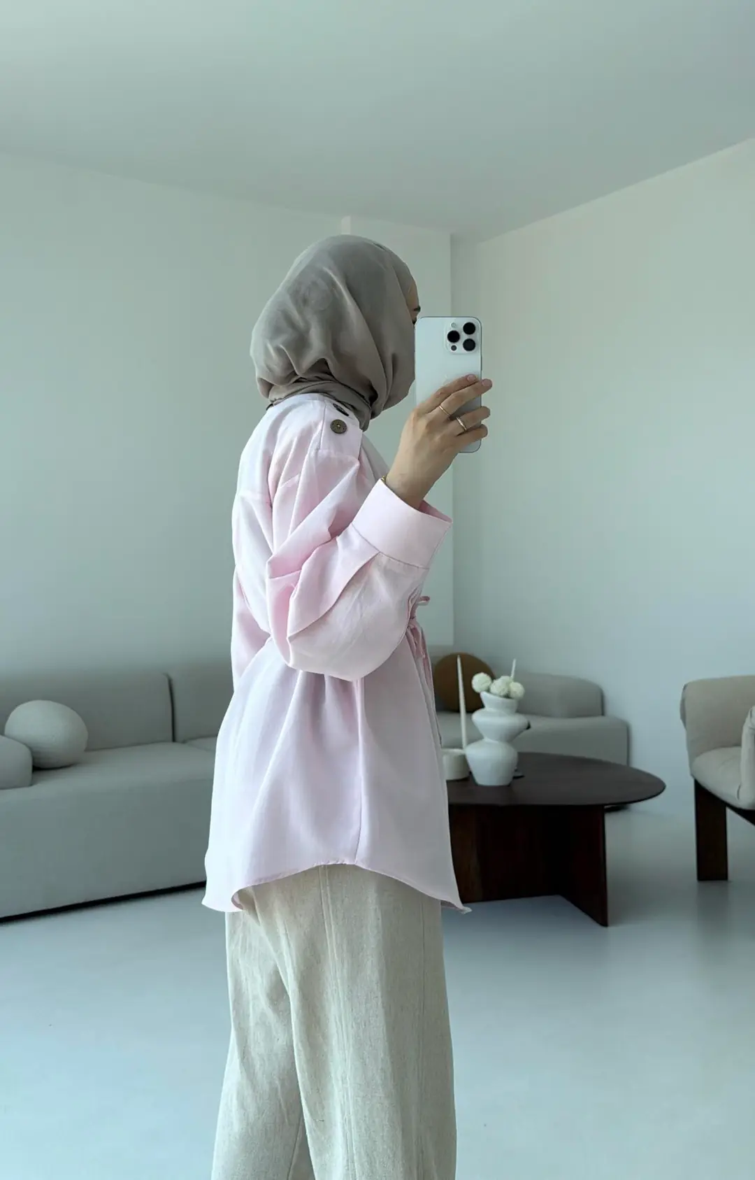 Bağlamalı Keten Bluz Pembe - Görsel 3