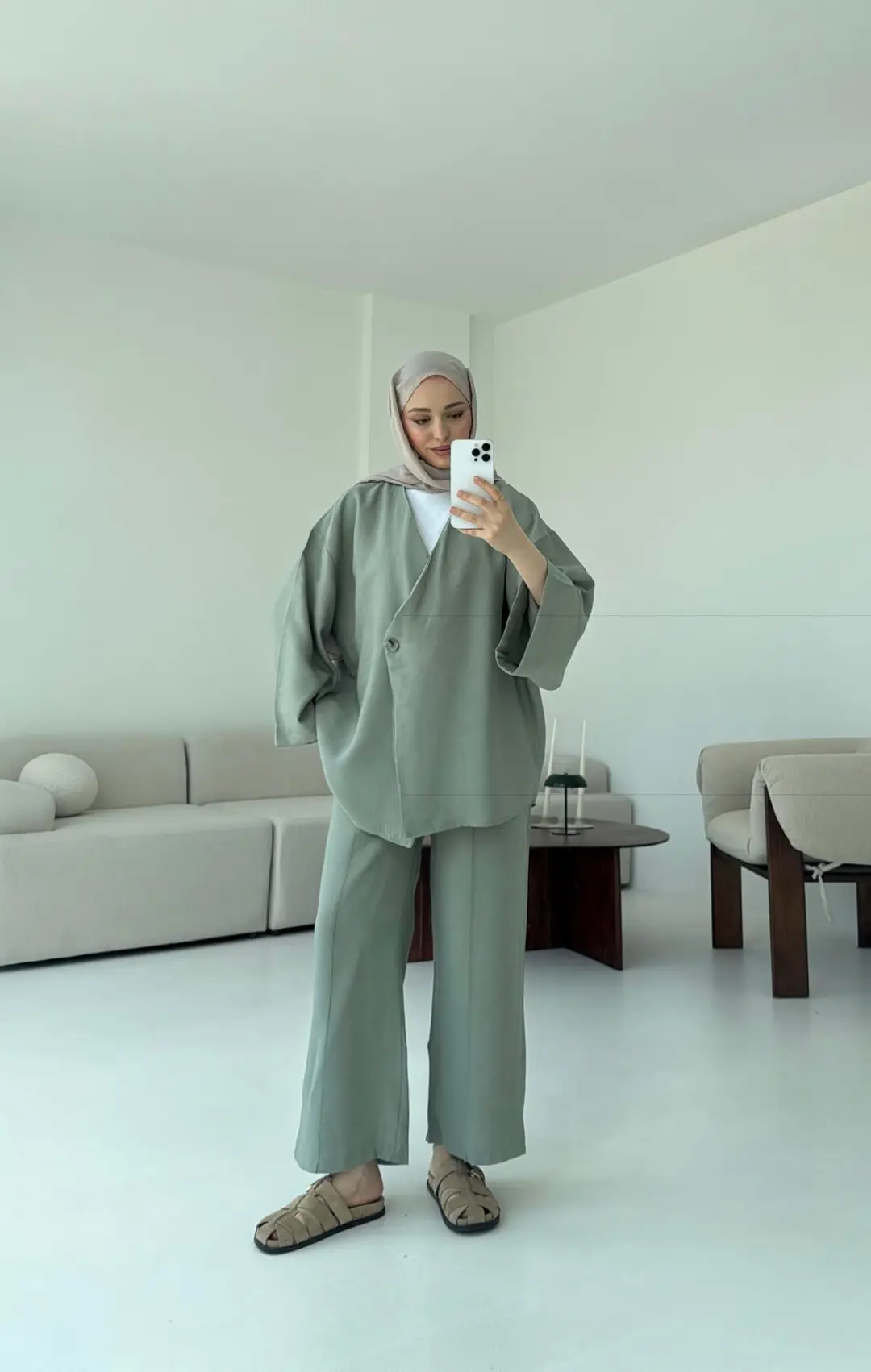 Bağlamalı Kimono Takım Çağla - Görsel 8