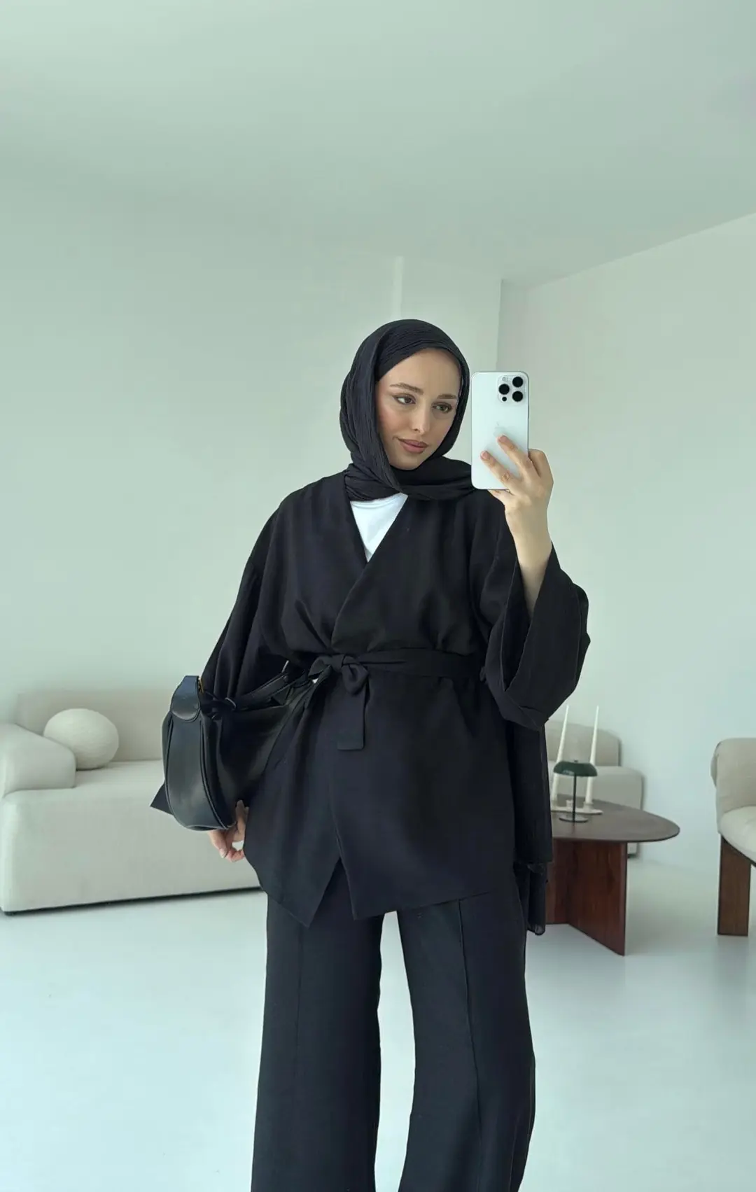 Bağlamalı Kimono Takım Siyah