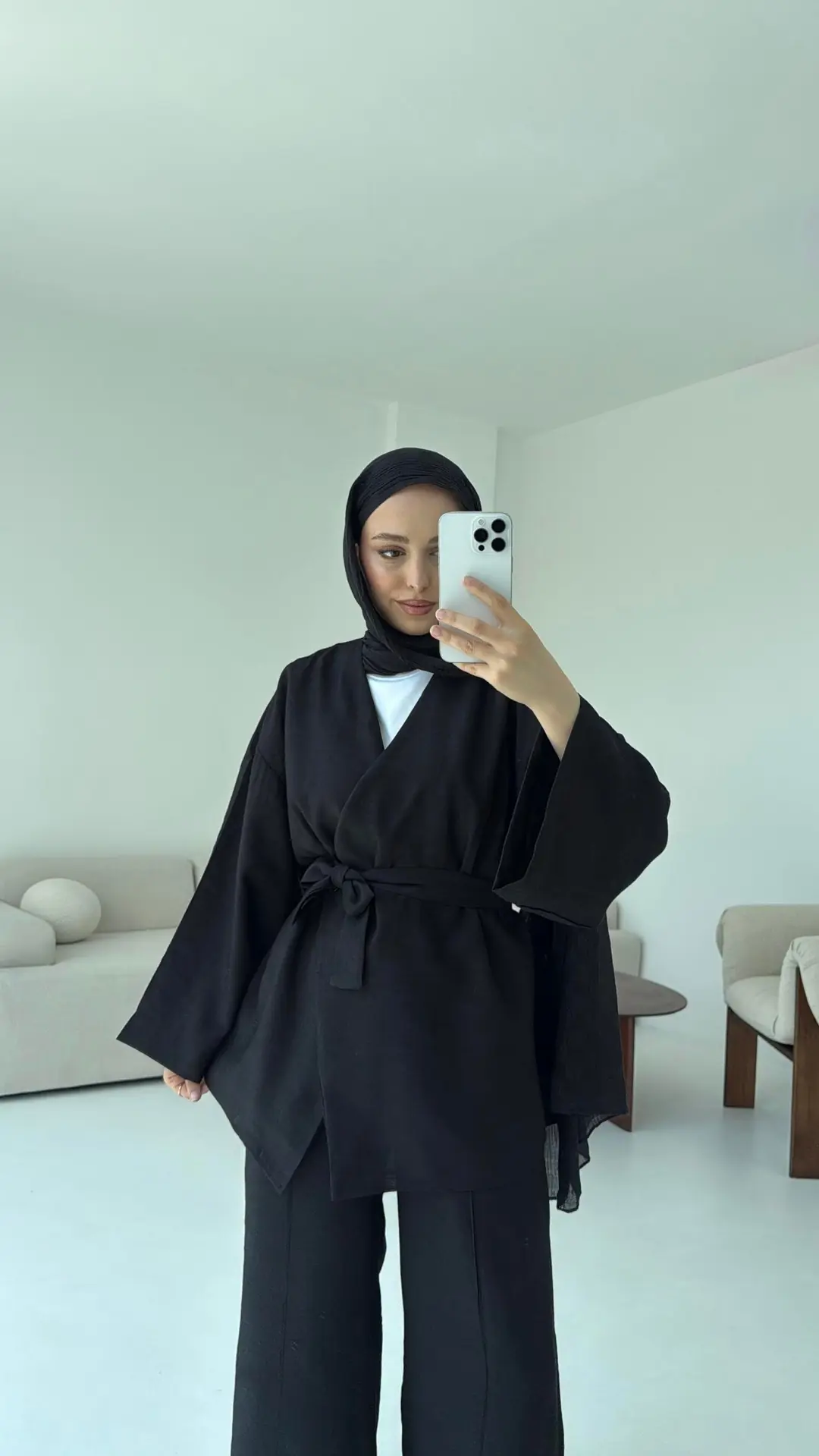 Bağlamalı Kimono Takım Siyah - Görsel 2