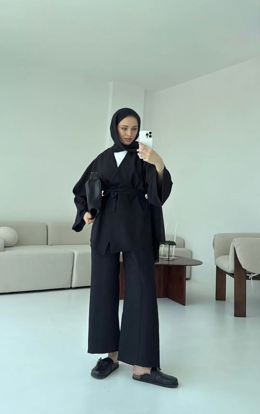 Bağlamalı Kimono Takım Siyah - Görsel 3