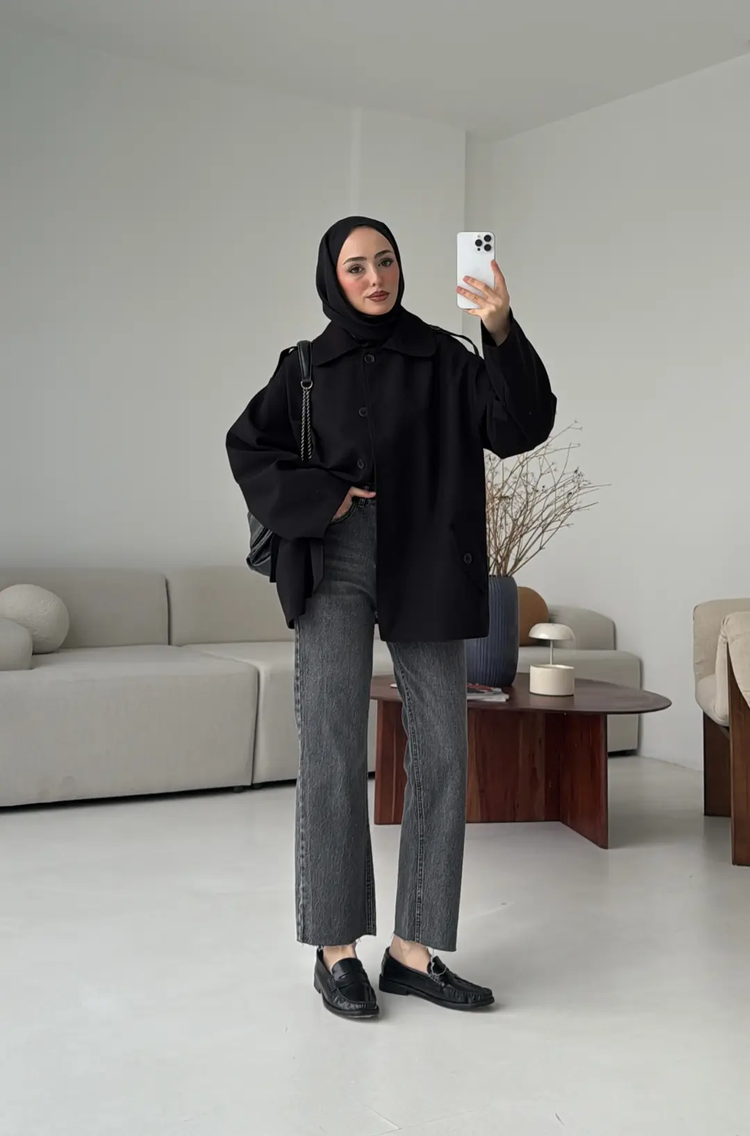 Bağlamalı Trenç Siyah - Görsel 7