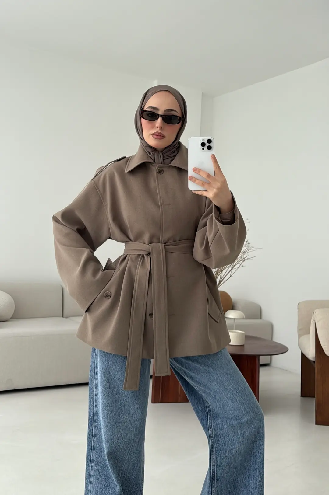 Bağlamalı Trenç Haki