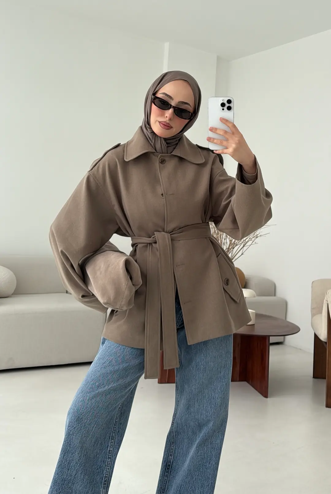 Bağlamalı Trenç Haki - Görsel 4