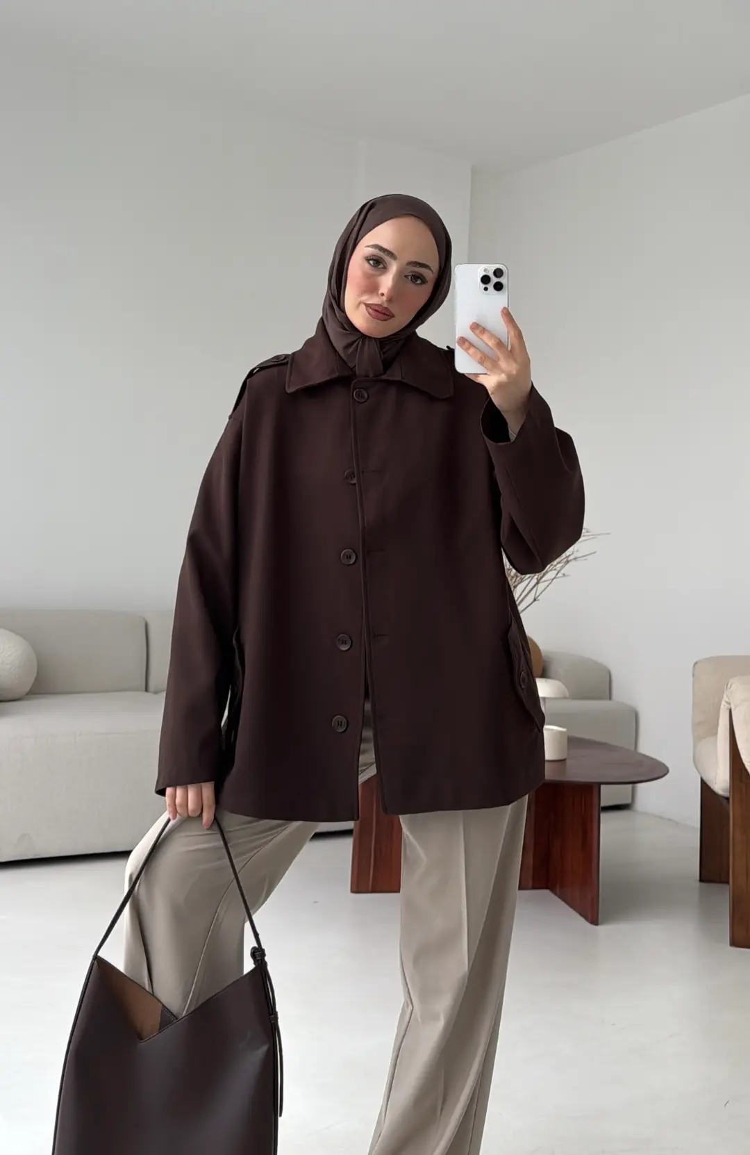 Bağlamalı Trenç Kahve - Görsel 3