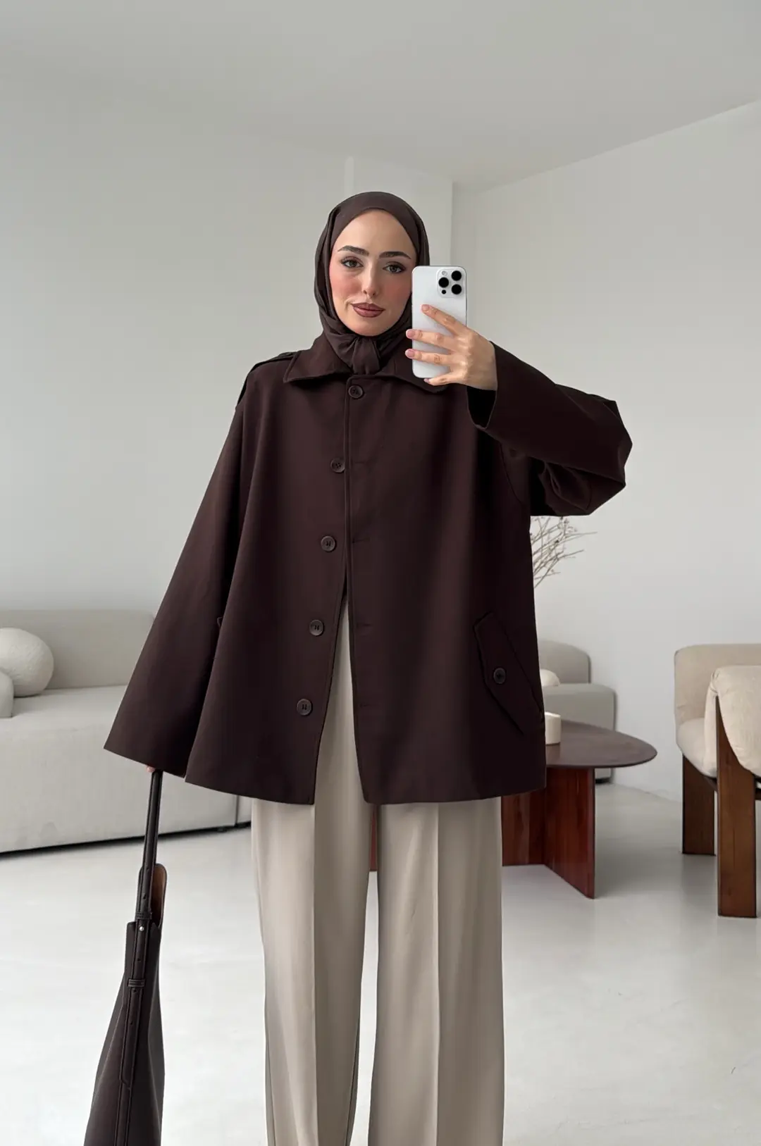 Bağlamalı Trenç Kahve - Görsel 5