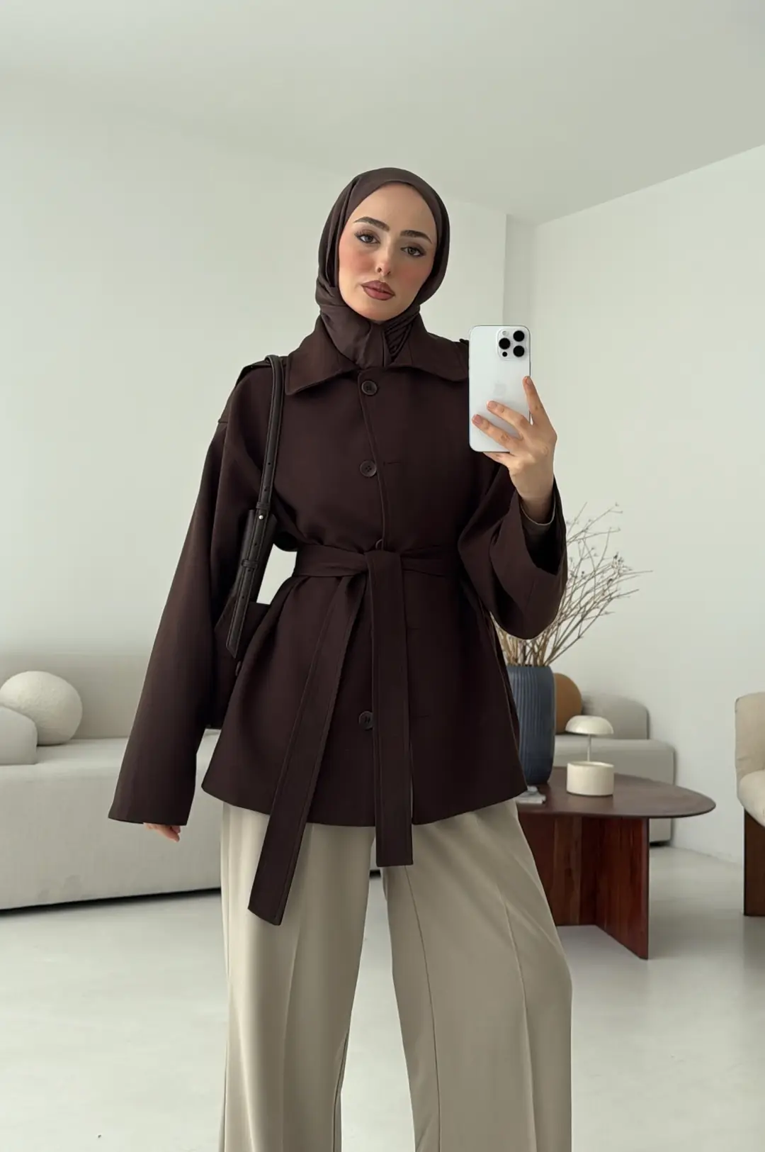 Bağlamalı Trenç Kahve - Görsel 6