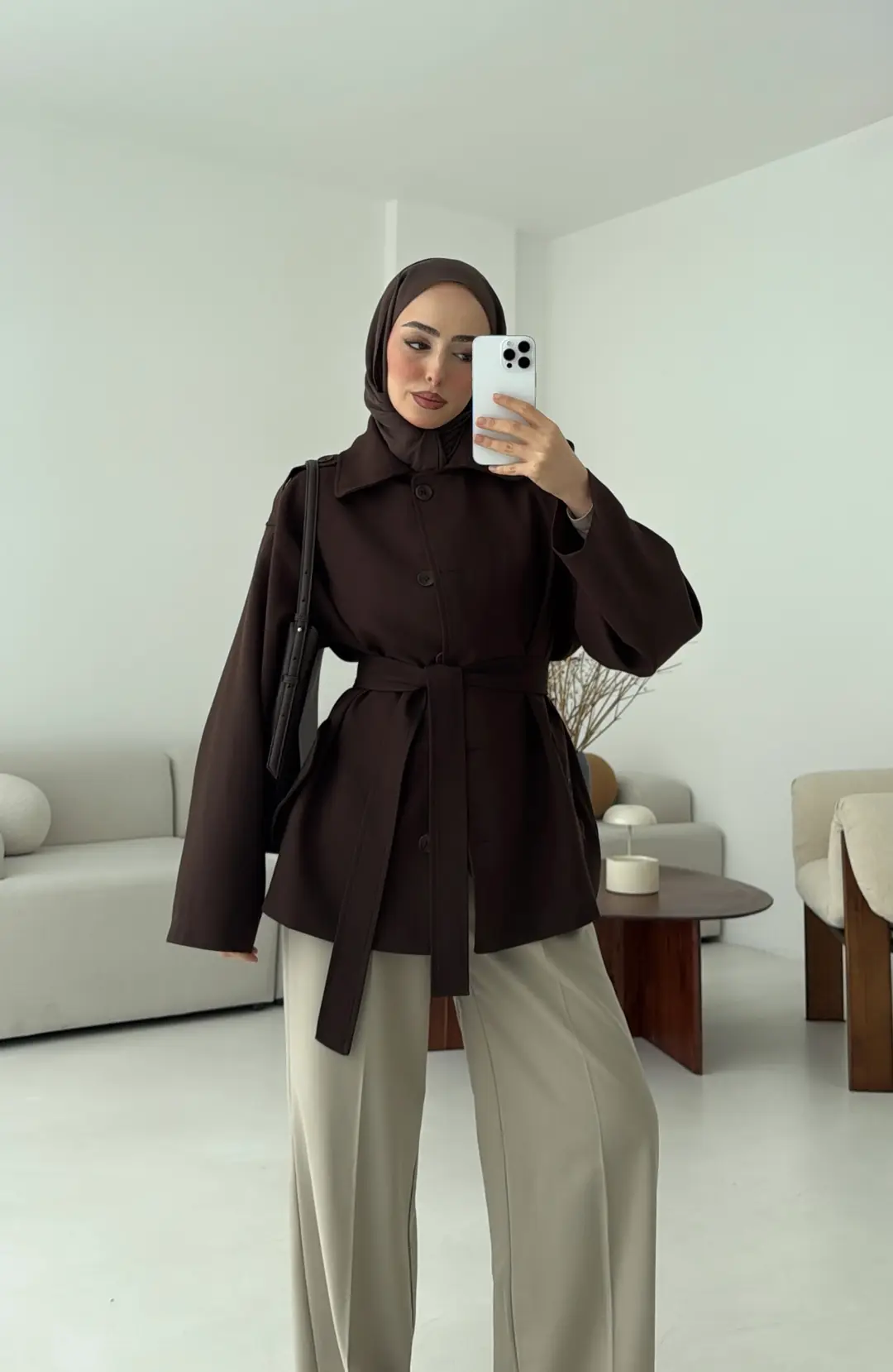 Bağlamalı Trenç Kahve - Görsel 7