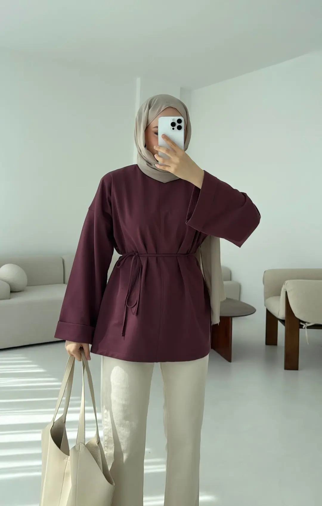 Bağlamalı Yanı Yırtmaç Detay Sweat - Görsel 2