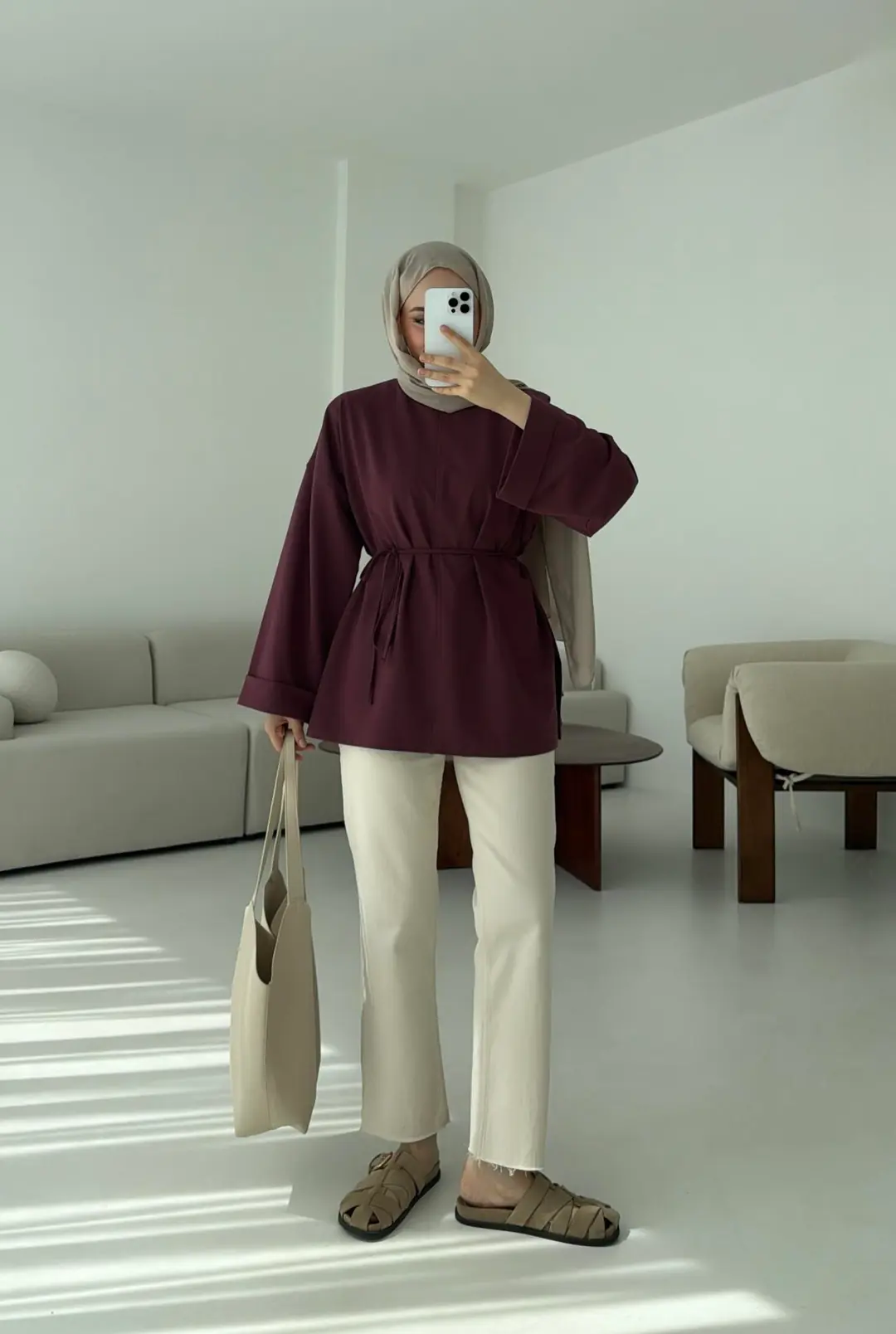 Bağlamalı Yanı Yırtmaç Detay Sweat - Görsel 6