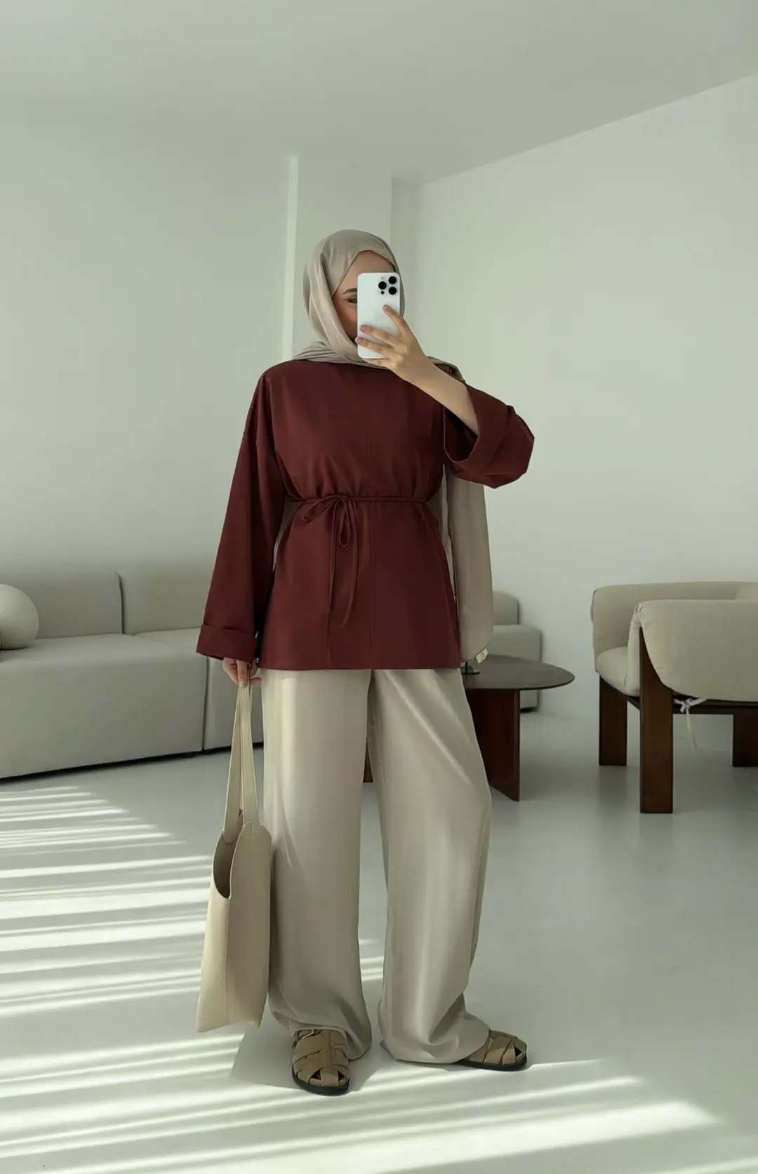 Bağlamalı Yanı Yırtmaç Detay Sweat Kiremit