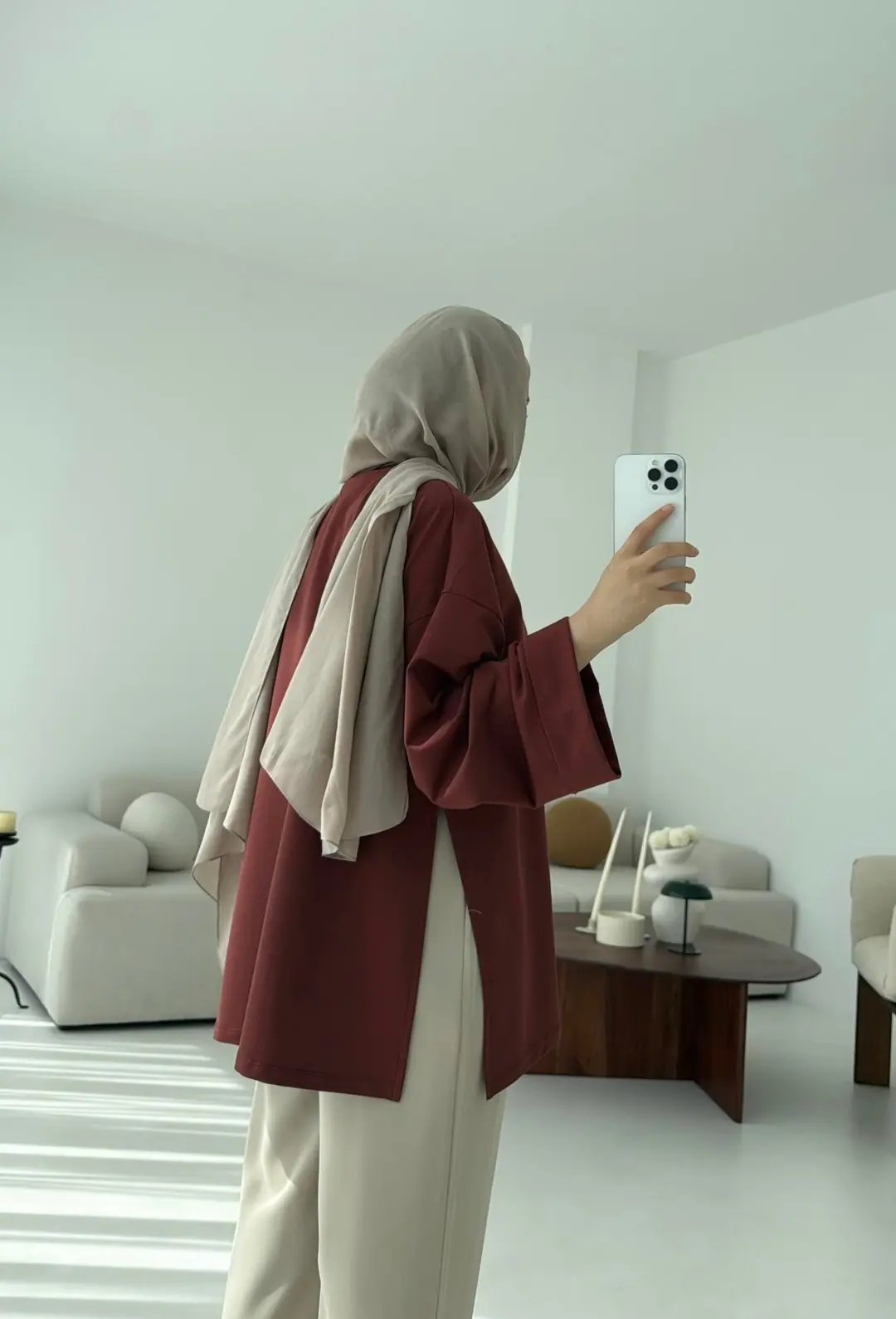 Bağlamalı Yanı Yırtmaç Detay Sweat Kiremit - Görsel 2