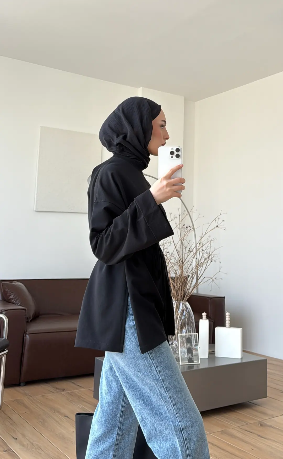 Bağlamalı Yanı Yırtmaç Detay Sweat Siyah