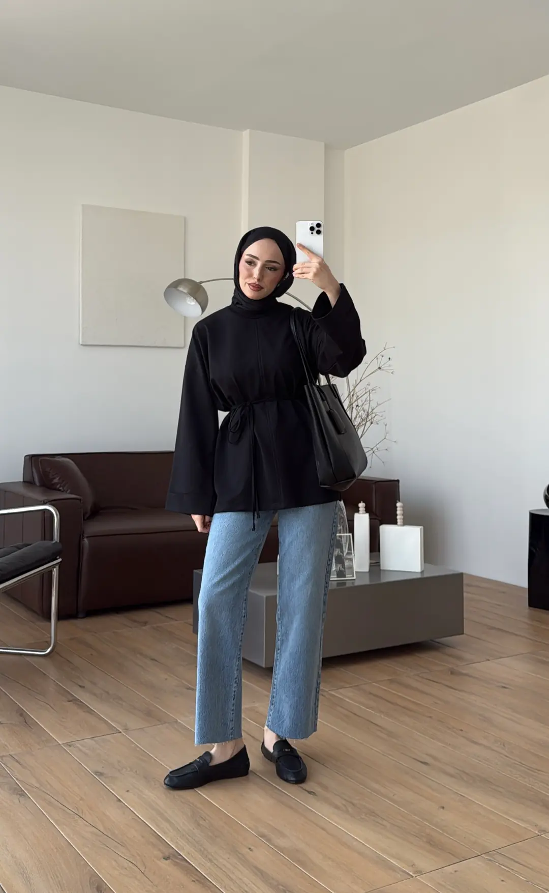 Bağlamalı Yanı Yırtmaç Detay Sweat Siyah - Görsel 3