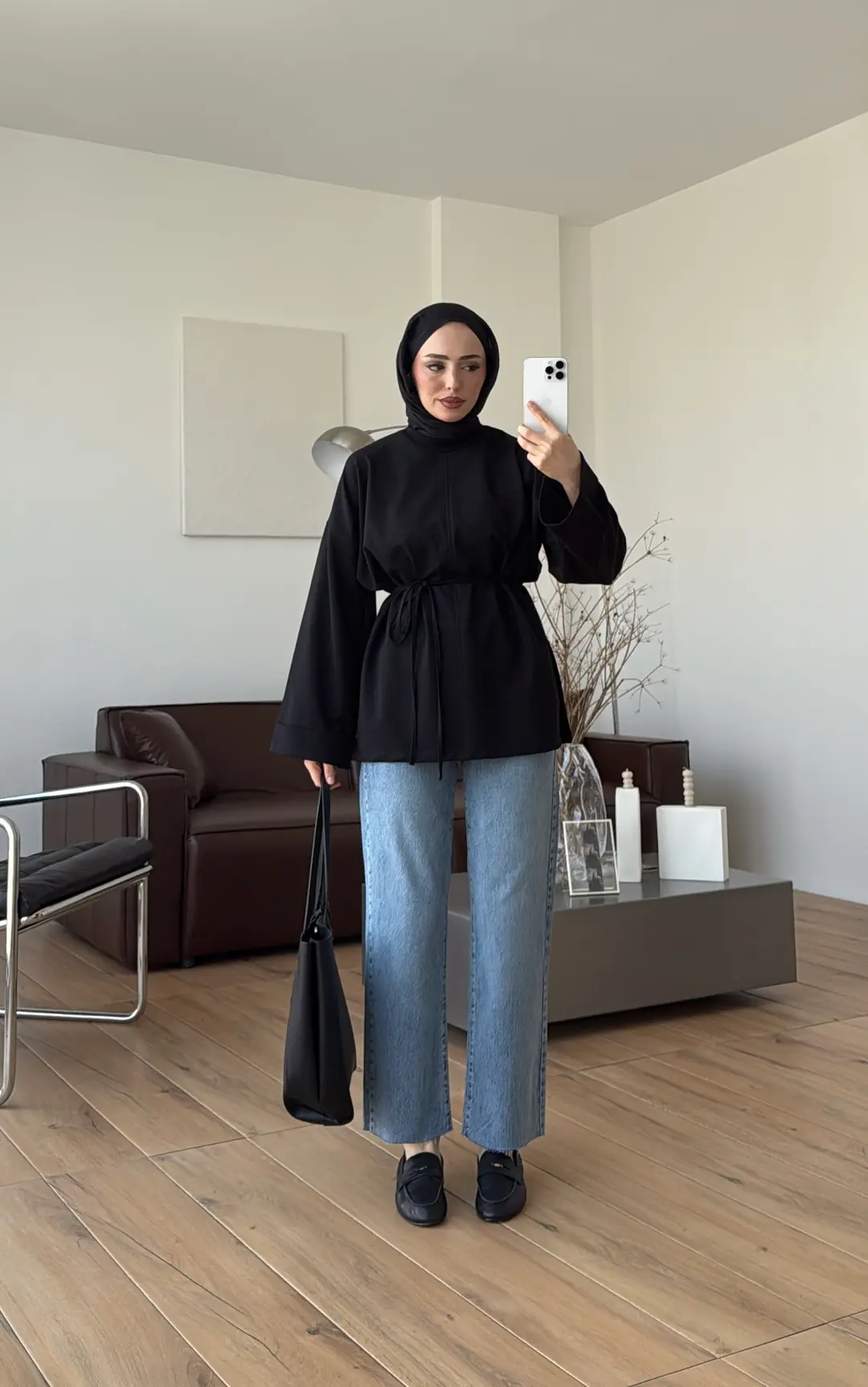 Bağlamalı Yanı Yırtmaç Detay Sweat Siyah - Görsel 8