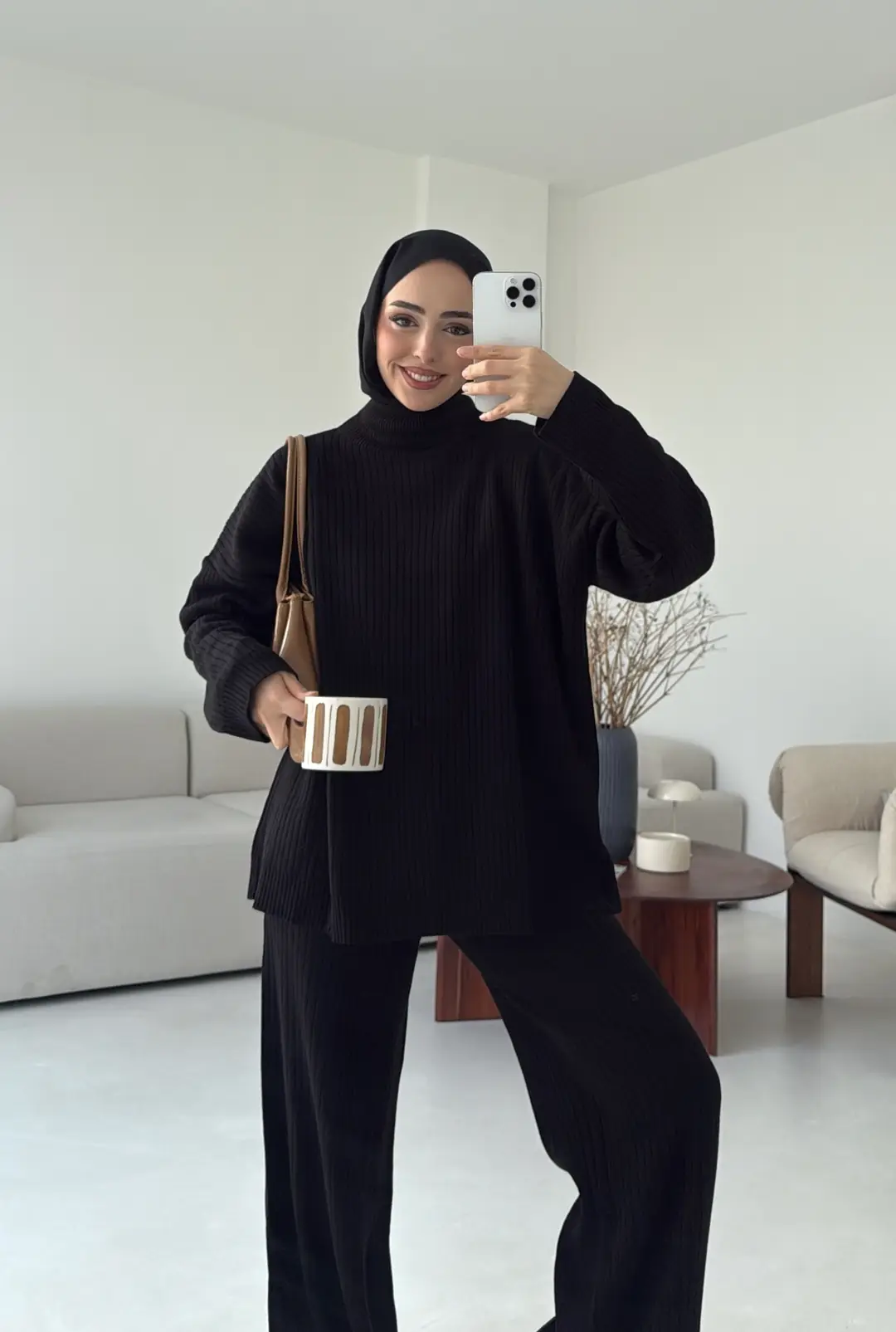 Balıkçı Yaka Triko Takım Siyah - Görsel 2