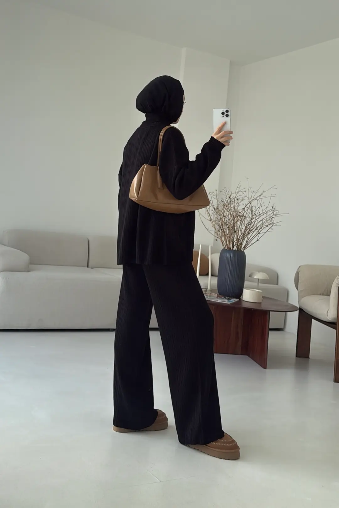 Balıkçı Yaka Triko Takım Siyah - Görsel 3