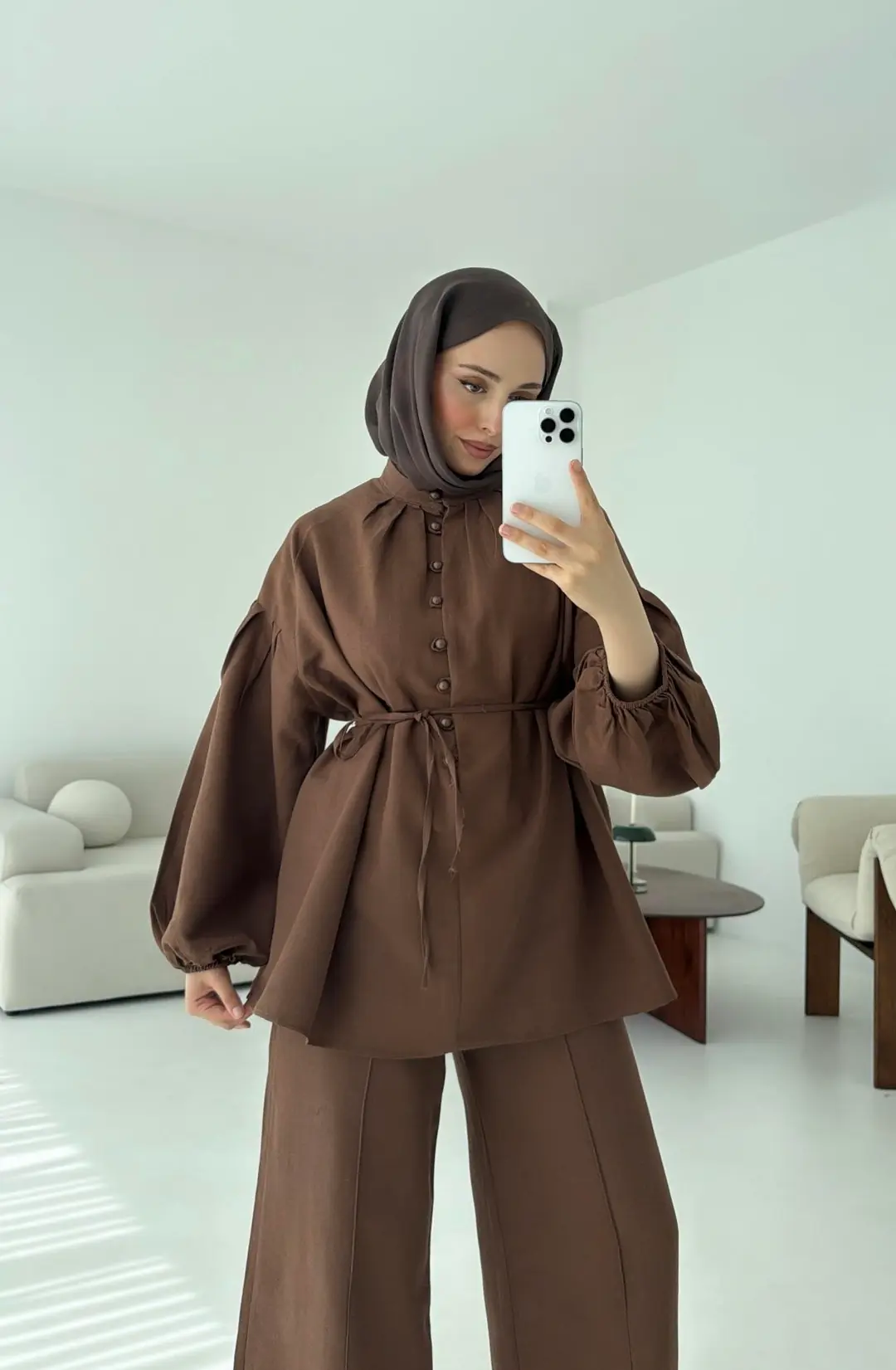 Balon Kol Takım Kahve - Görsel 3