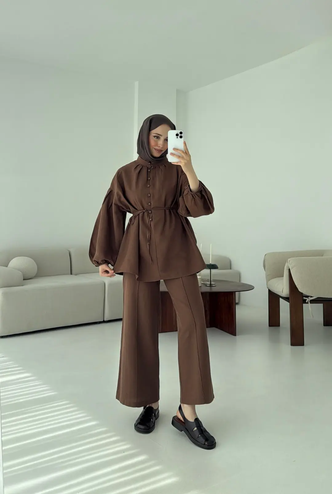 Balon Kol Takım Kahve - Görsel 5