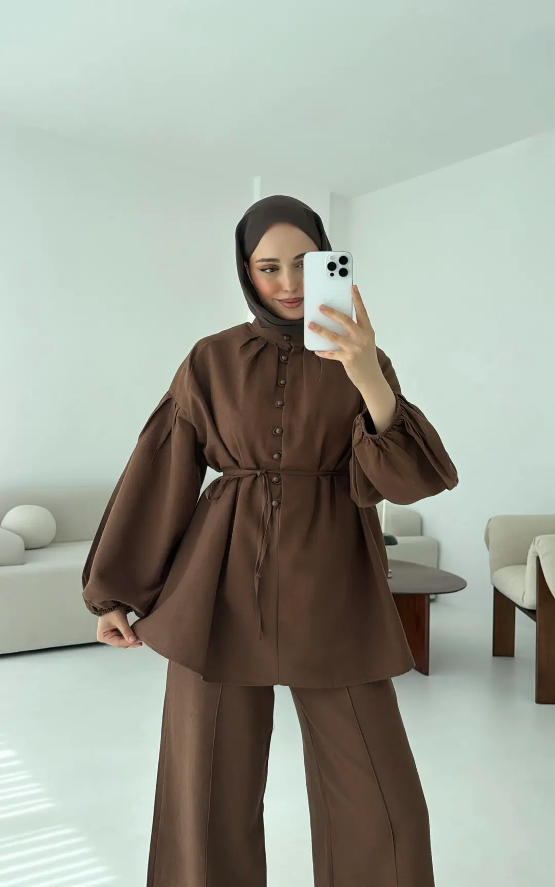 Balon Kol Takım Kahve - Görsel 6