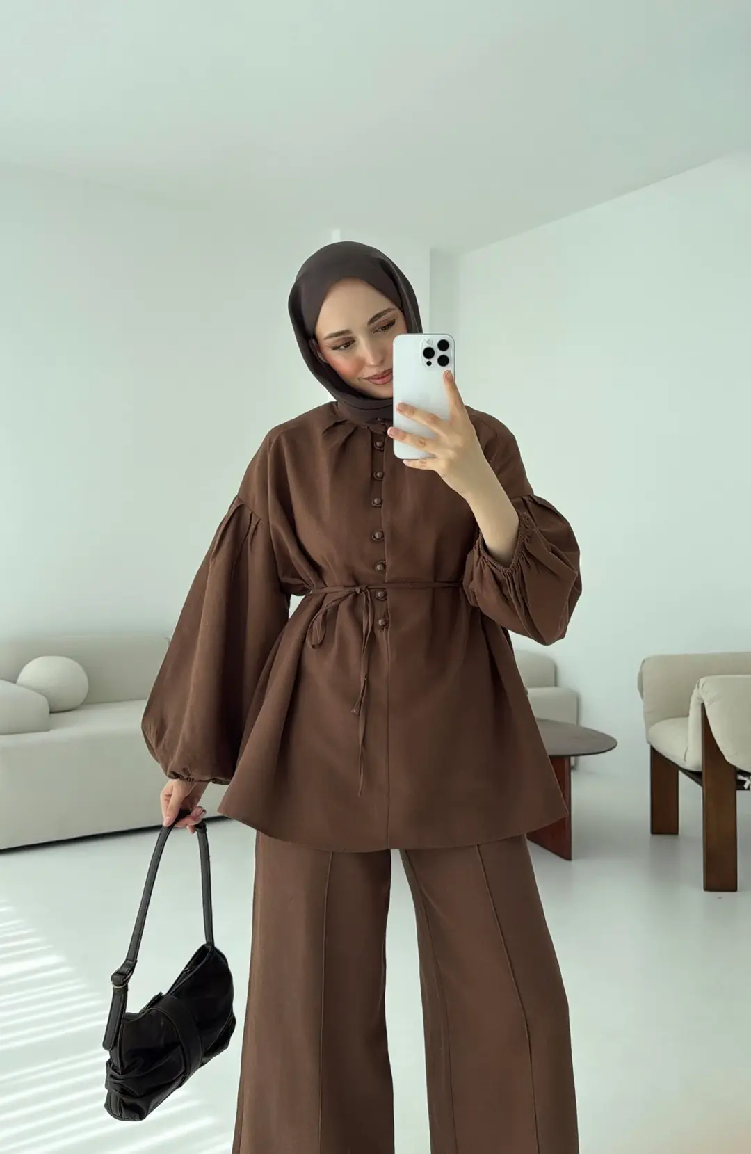 Balon Kol Takım Kahve - Görsel 7