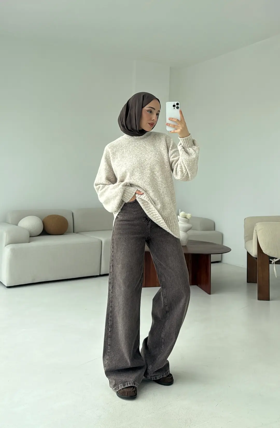 Balon Kol Yumuşak Kazak Bej