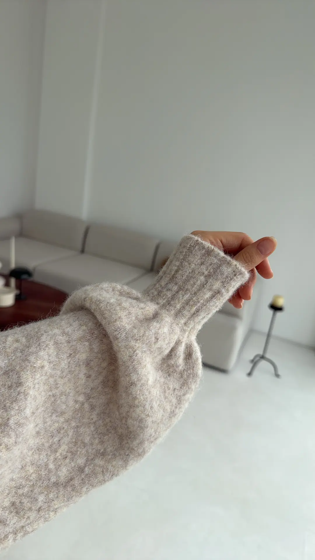 Balon Kol Yumuşak Kazak Bej - Görsel 4