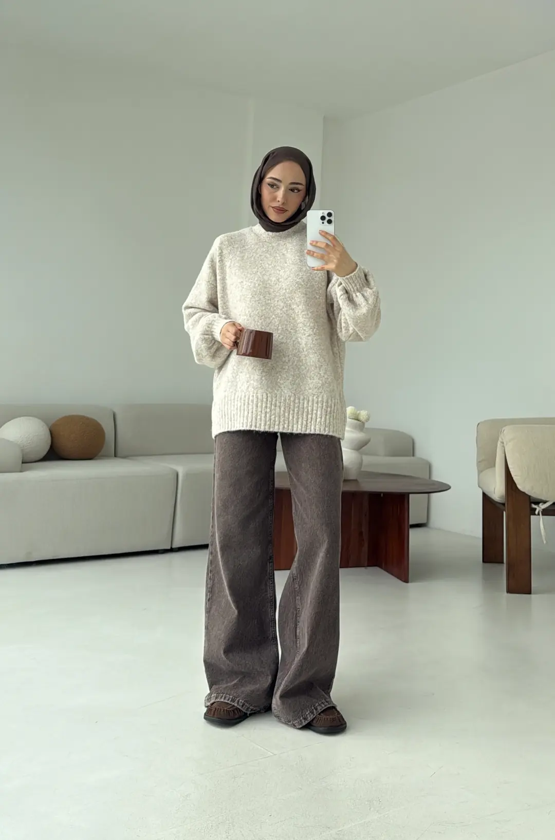 Balon Kol Yumuşak Kazak Bej - Görsel 6