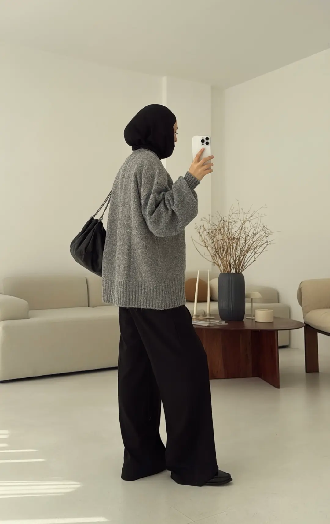 Balon Kol Yumuşak Kazak Gri - Görsel 5