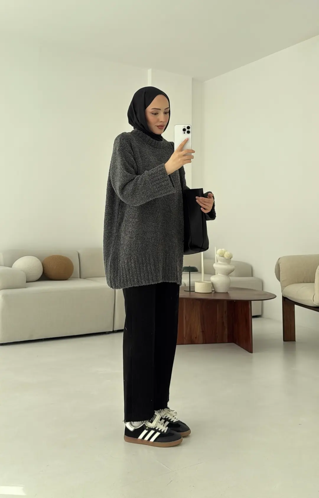 Basic Buklet Kazak Antrasit - Görsel 6