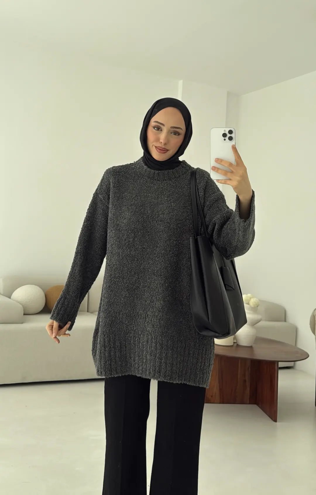 Basic Buklet Kazak Antrasit - Görsel 7