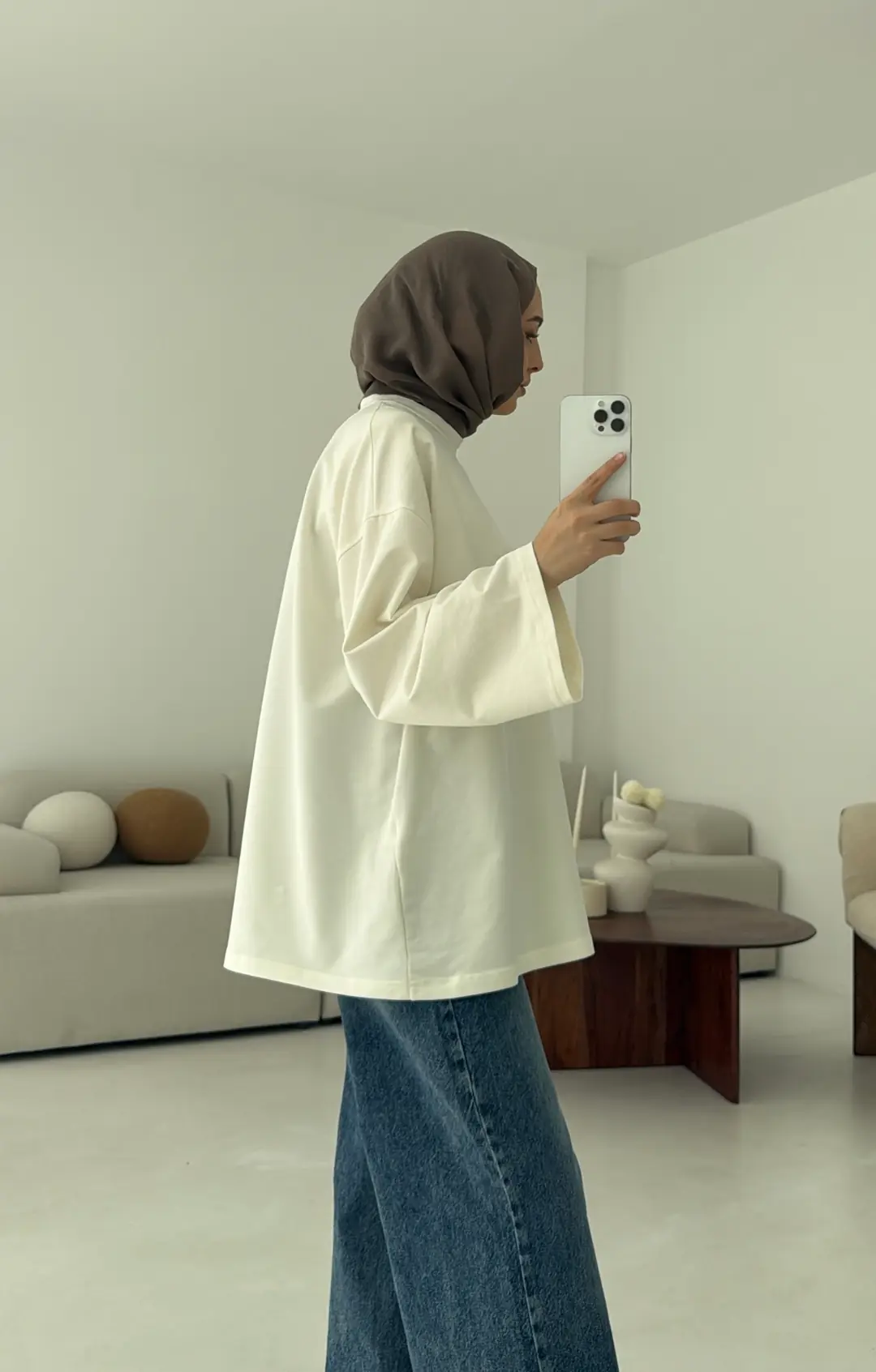 Basic İki İplik Sweat Beyaz - Görsel 4