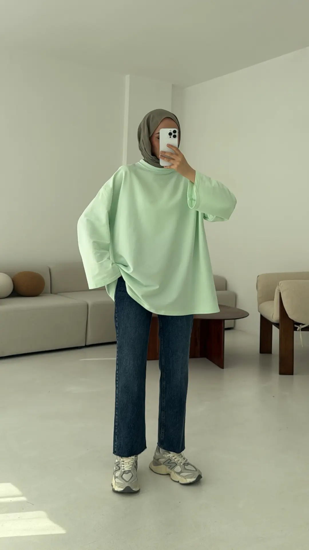 Basic İki İplik Sweat Mint - Görsel 4