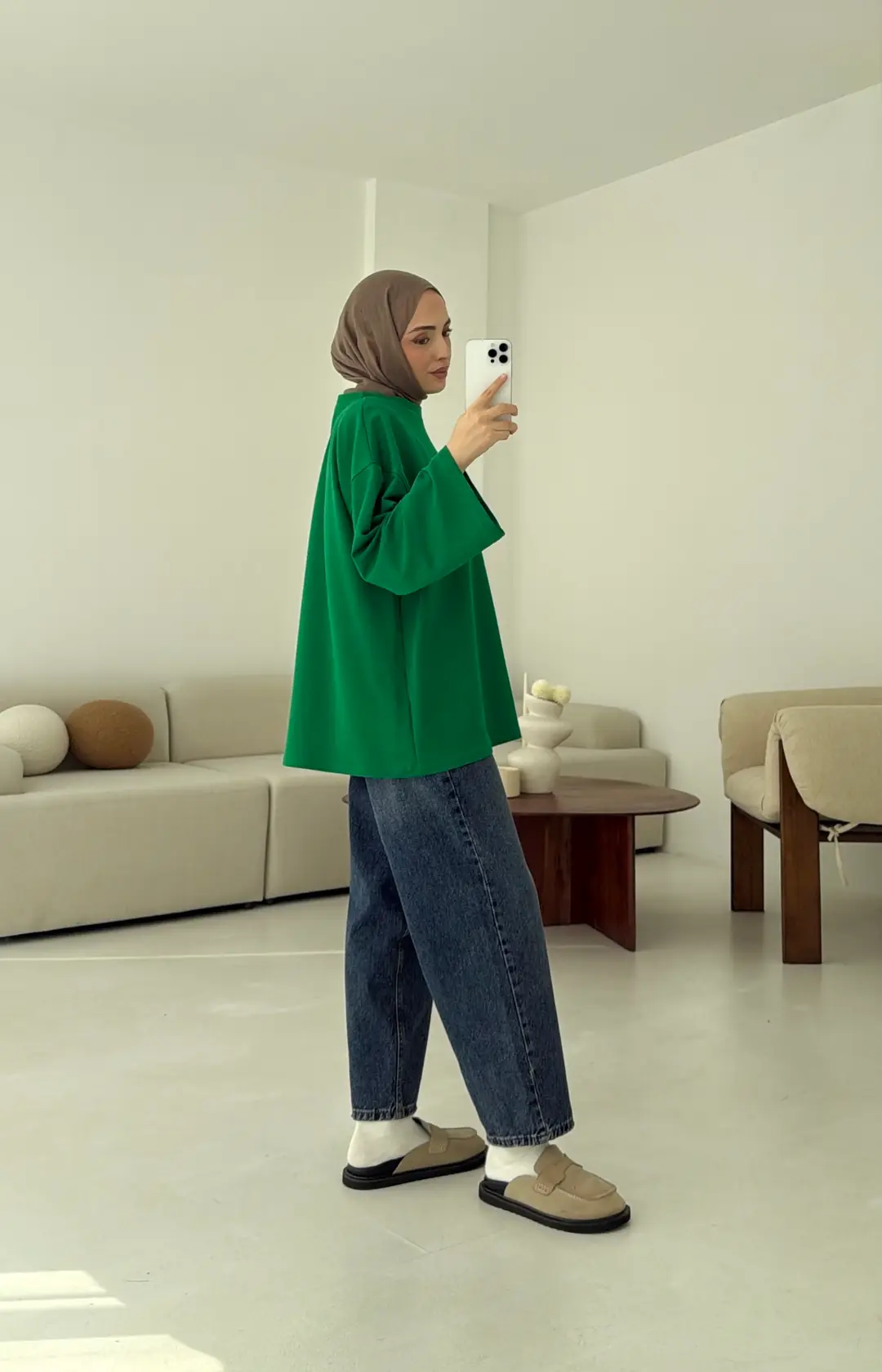 Basic İki İplik Sweat Yeşil