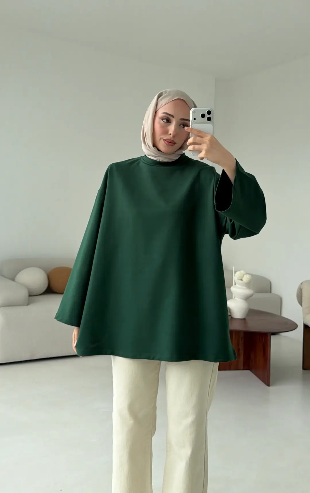 Basic İki İplik Sweat Zümrüt