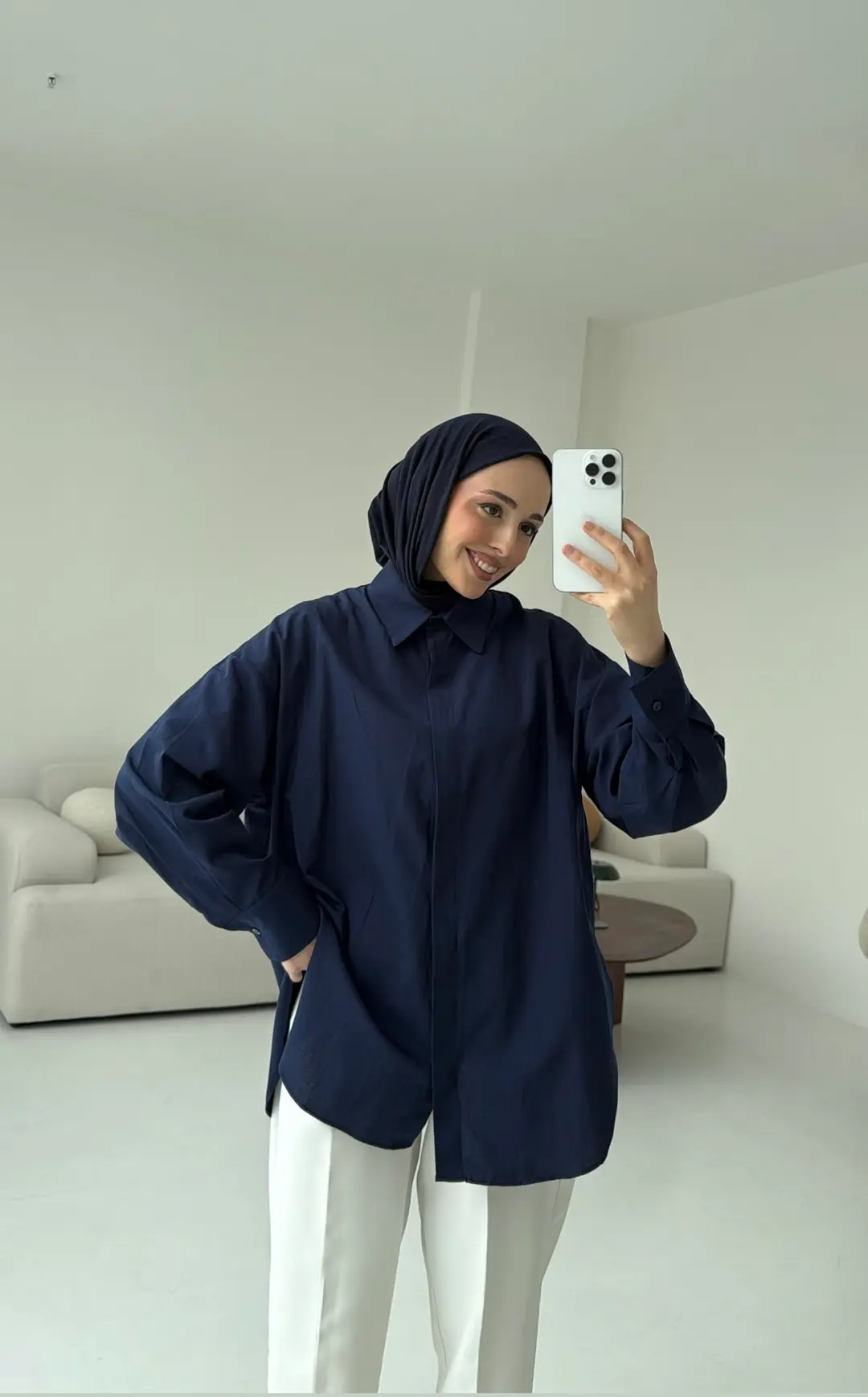 Basic Lacivert Gömlek - Görsel 3