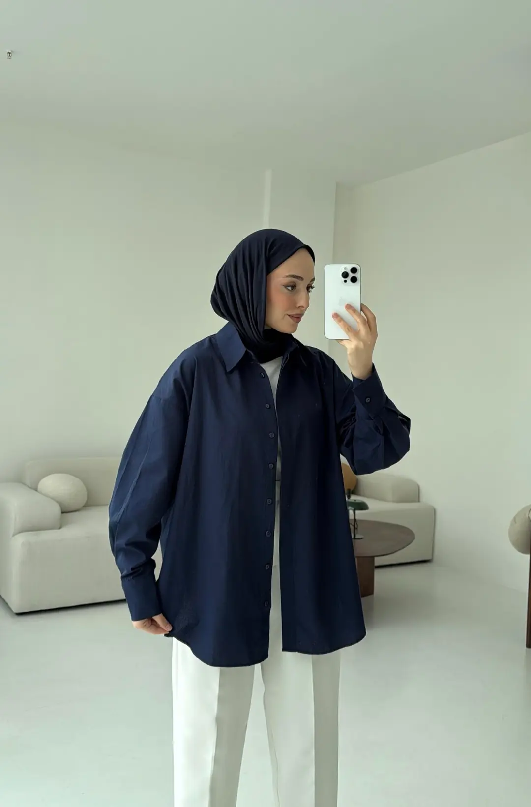 Basic Lacivert Gömlek - Görsel 6