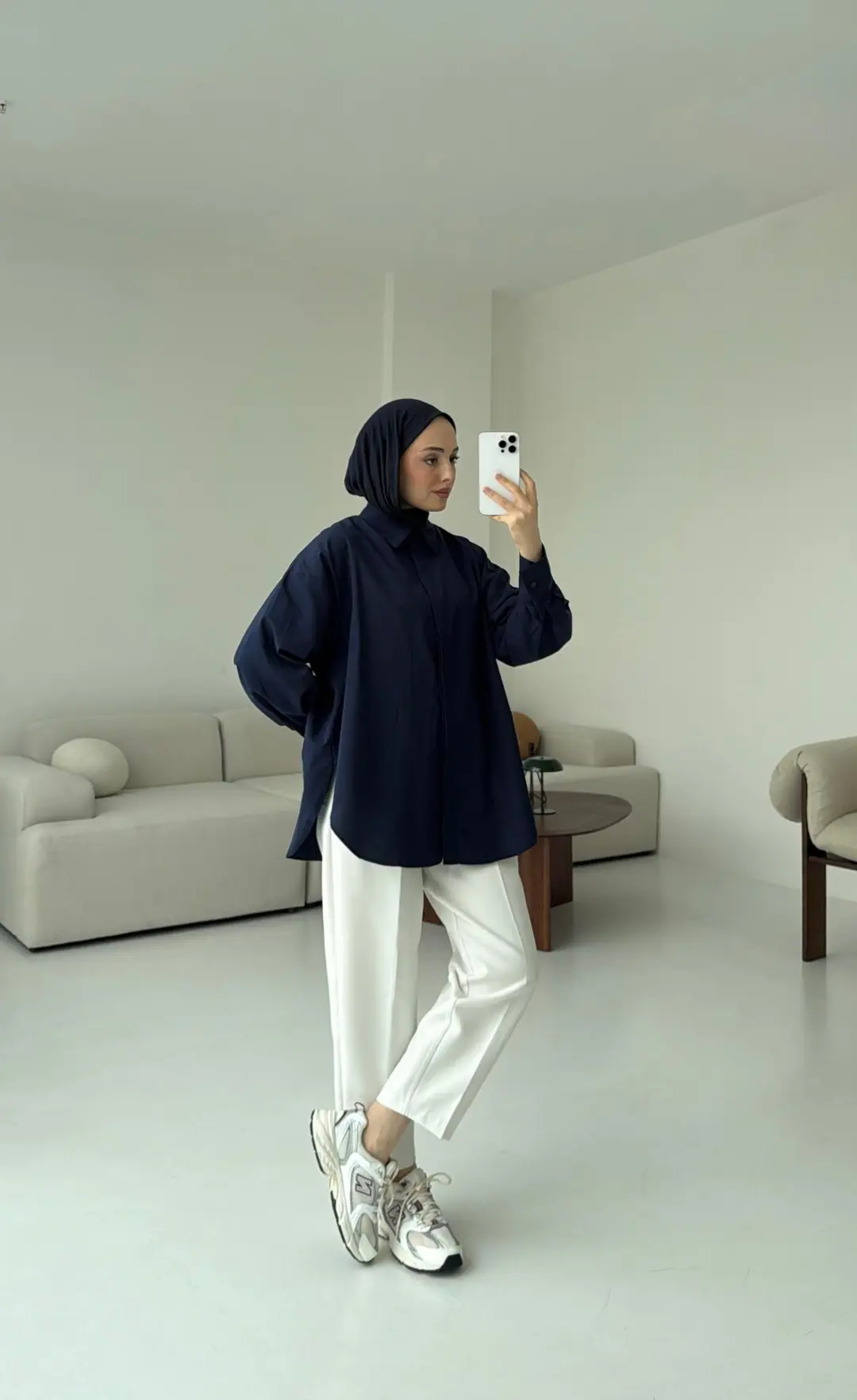 Basic Lacivert Gömlek - Görsel 8