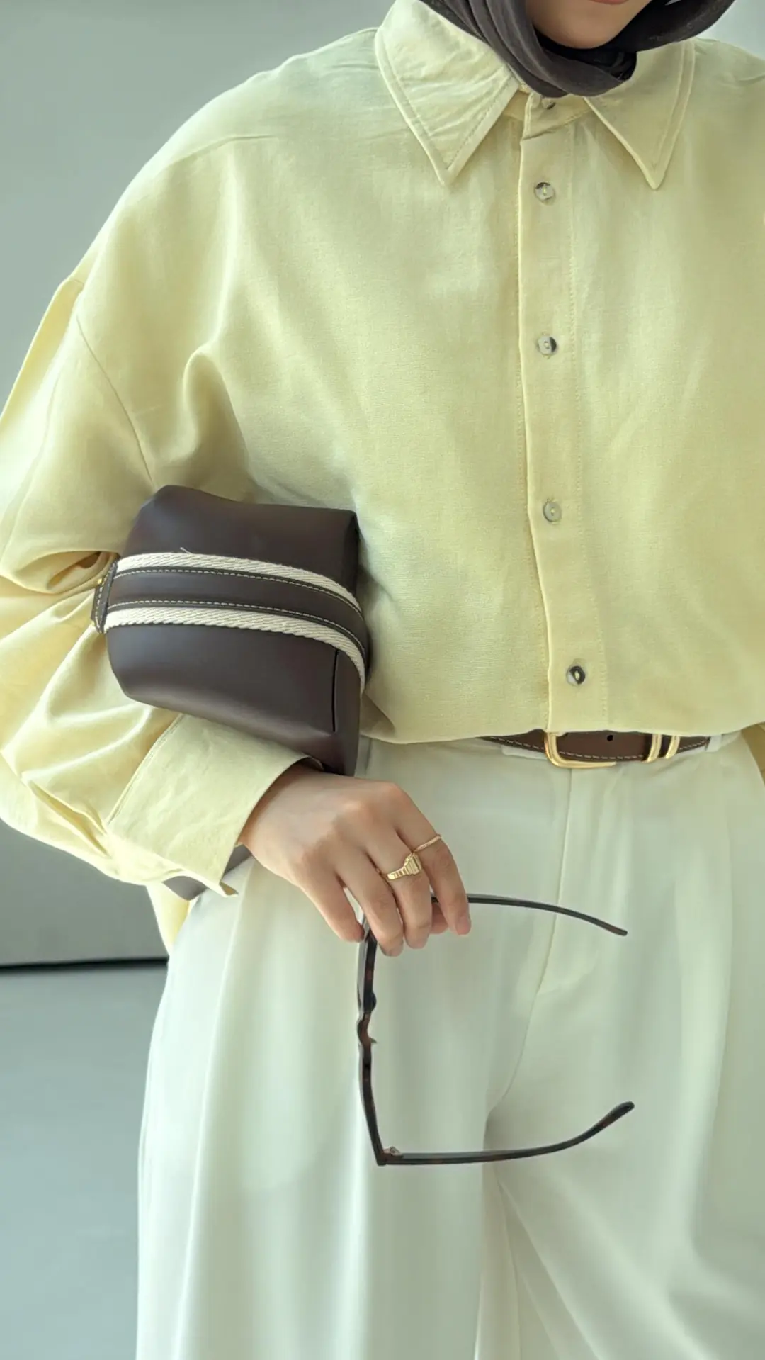 Basic Oversize  Keten Gömlek Sarı - Görsel 2