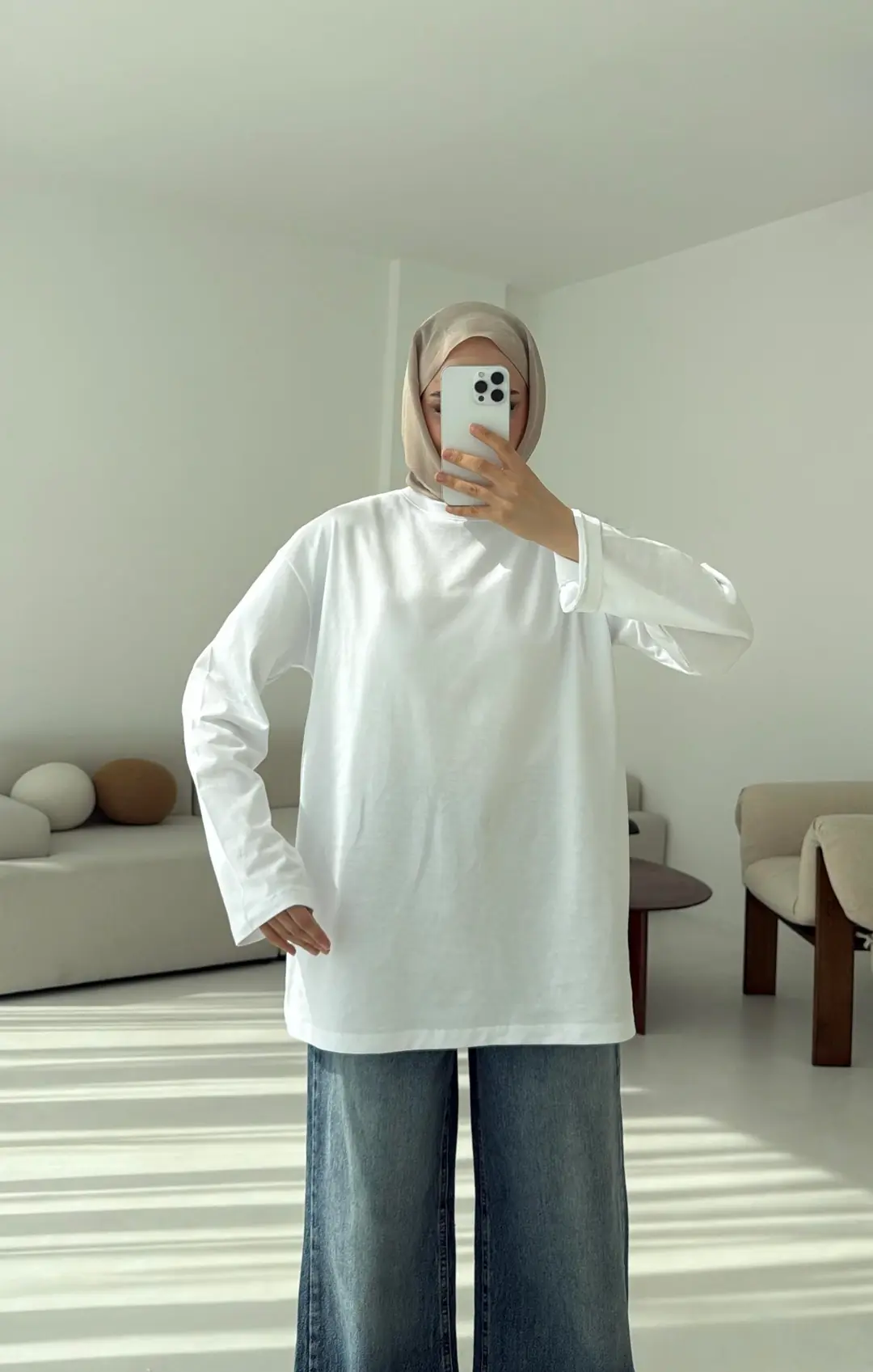 Basıc Sweatshirt Beyaz - Görsel 4