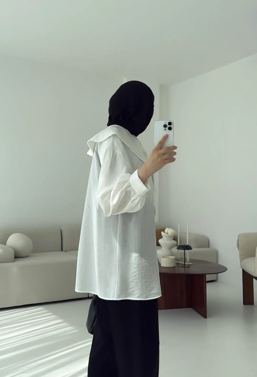 Bebe Yaka Bağlamalı Gömlek  Beyaz - Görsel 5