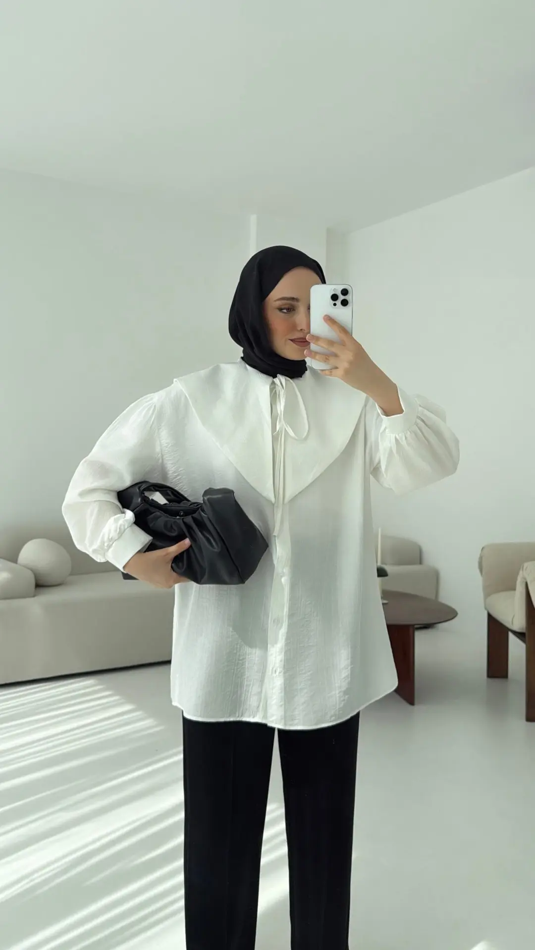 Bebe Yaka Bağlamalı Gömlek  Beyaz - Görsel 6