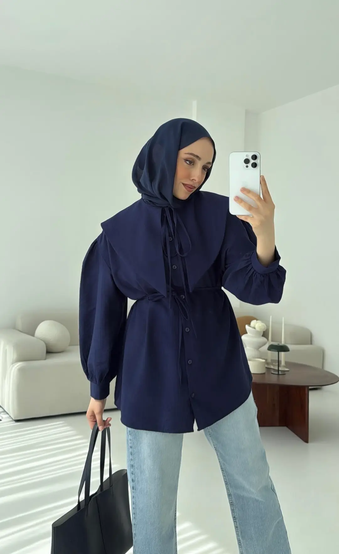 Bebe Yaka Bağlamalı Gömlek  Lacivert