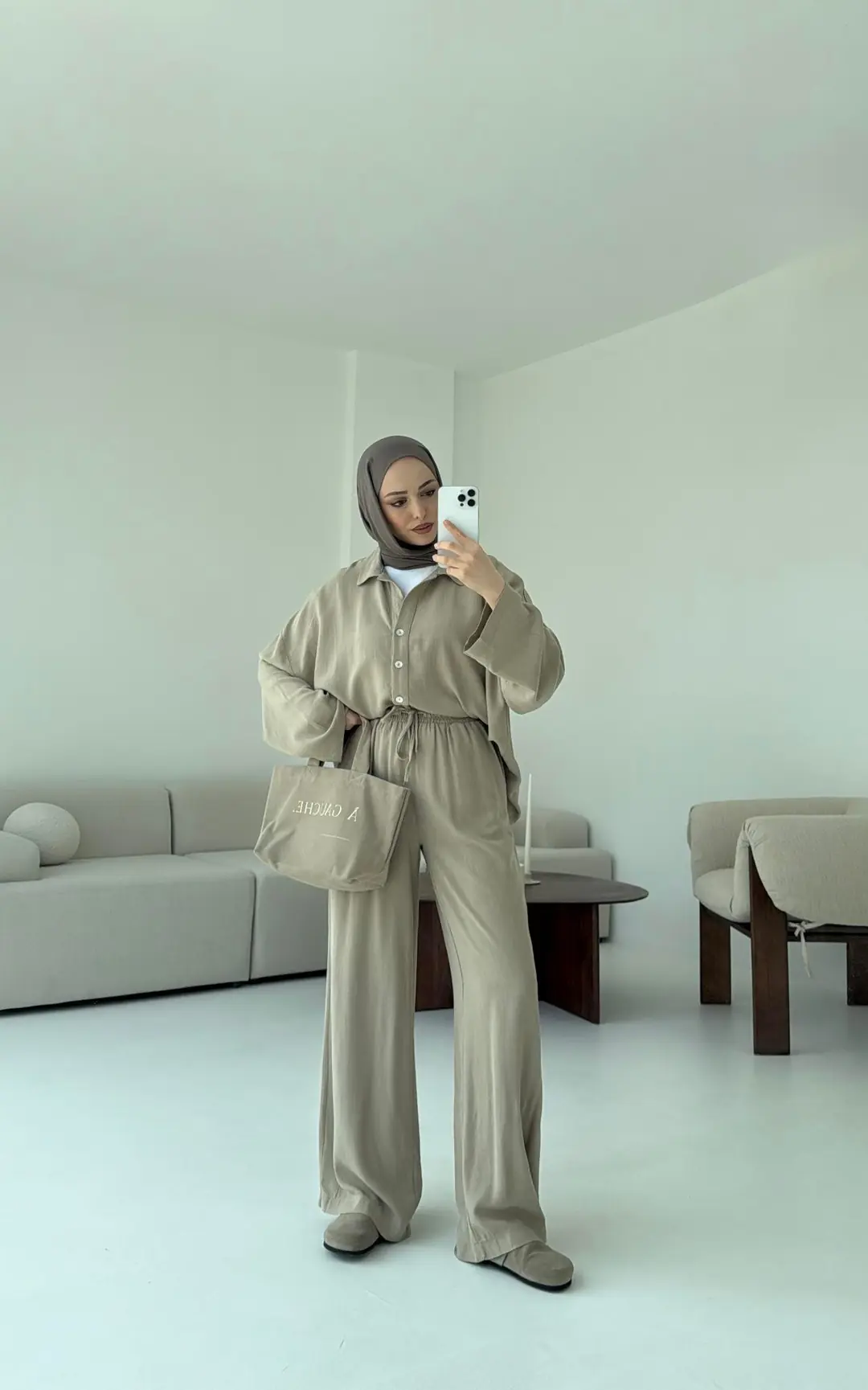 Bej Bluz Takım Bukle