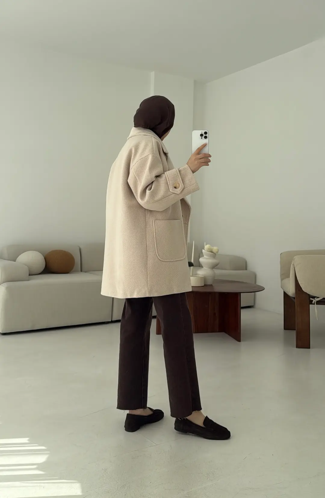 Bej Geçişli Kaşe Kaban - Görsel 2