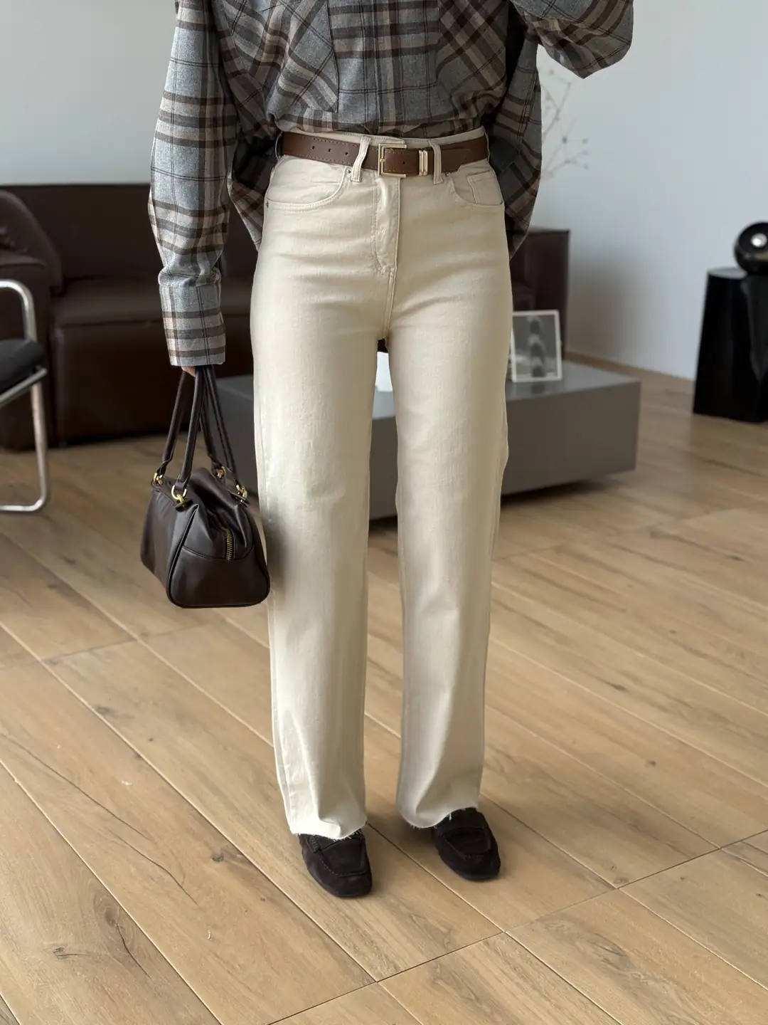 Bej Kemerli Likralı Jean